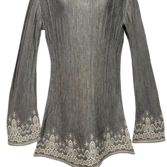 Grey Ribbed Bell Sleeves Sweater Dress  One Size Fits Most - NWOT - Picture 3 of 7